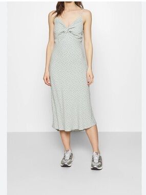 Abercrombie & Fitch Sage Green Polka Dot Slip Midi Skirt size XS